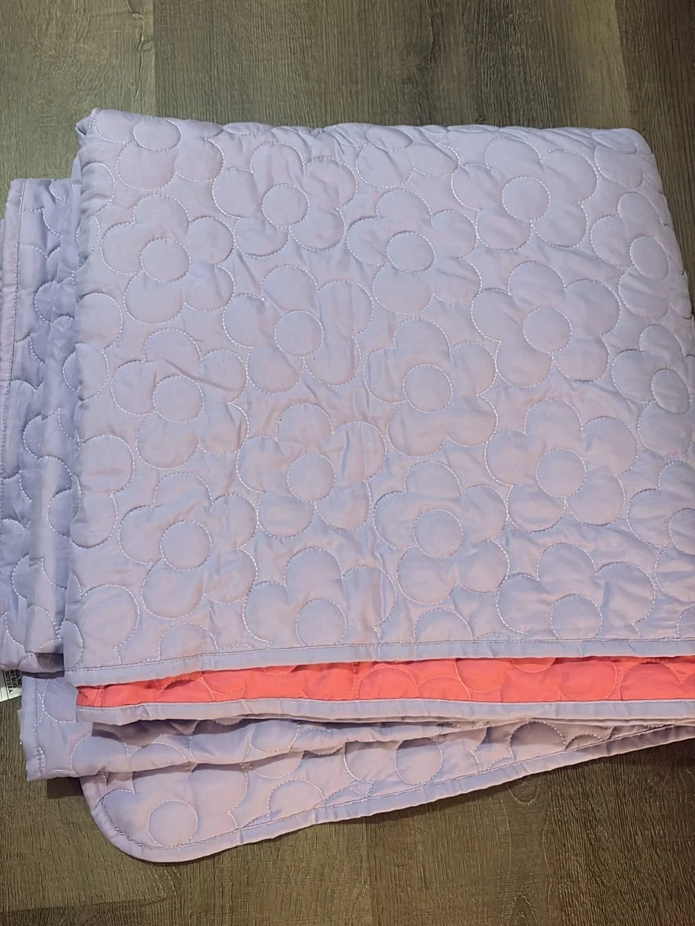 Light Lavender Quilted Bedspread with Coral Accent - Home Bedding